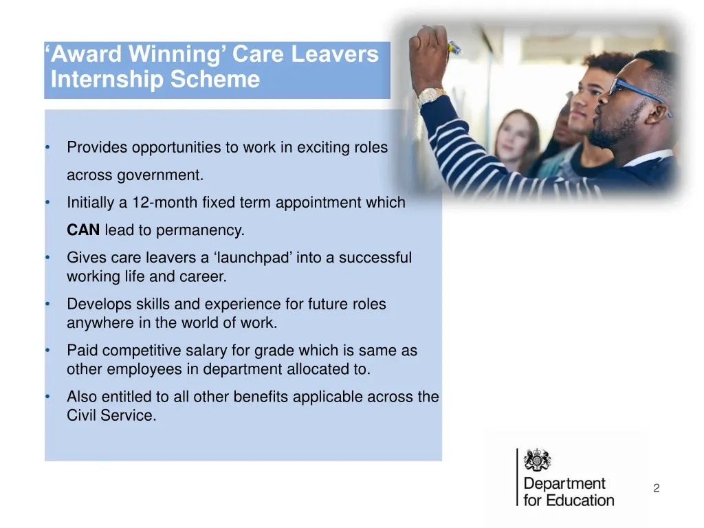 award winning care leavers internship scheme