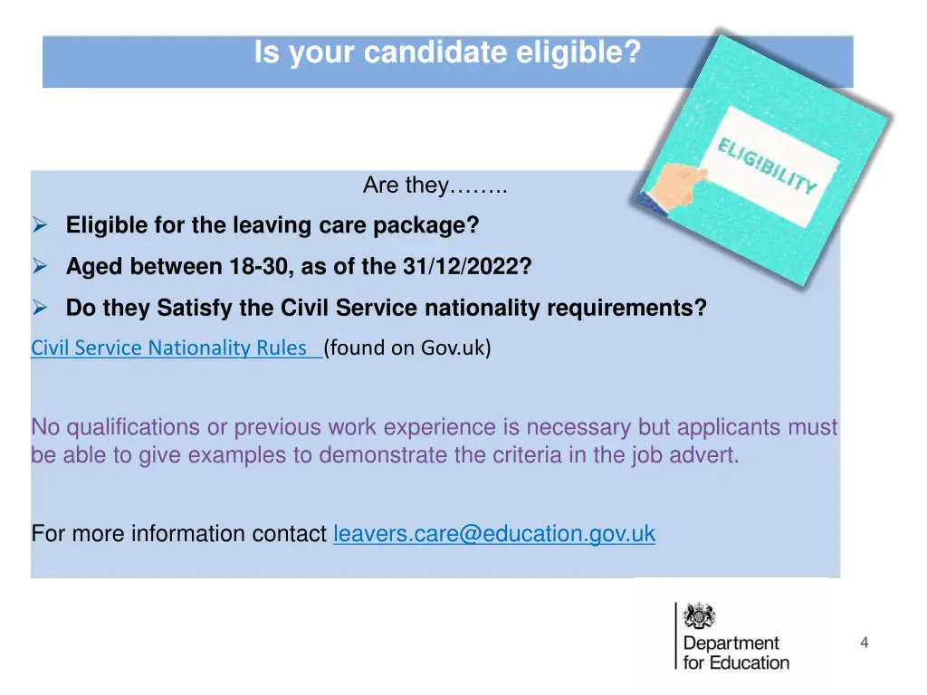 is your candidate eligible