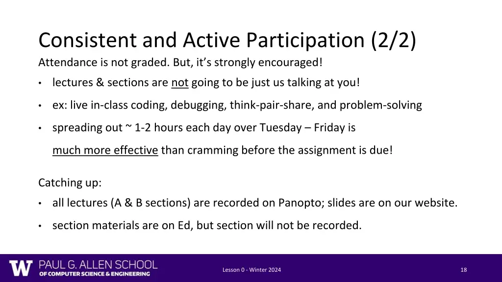 consistent and active participation 1