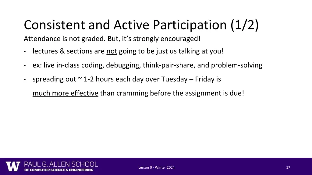 consistent and active participation