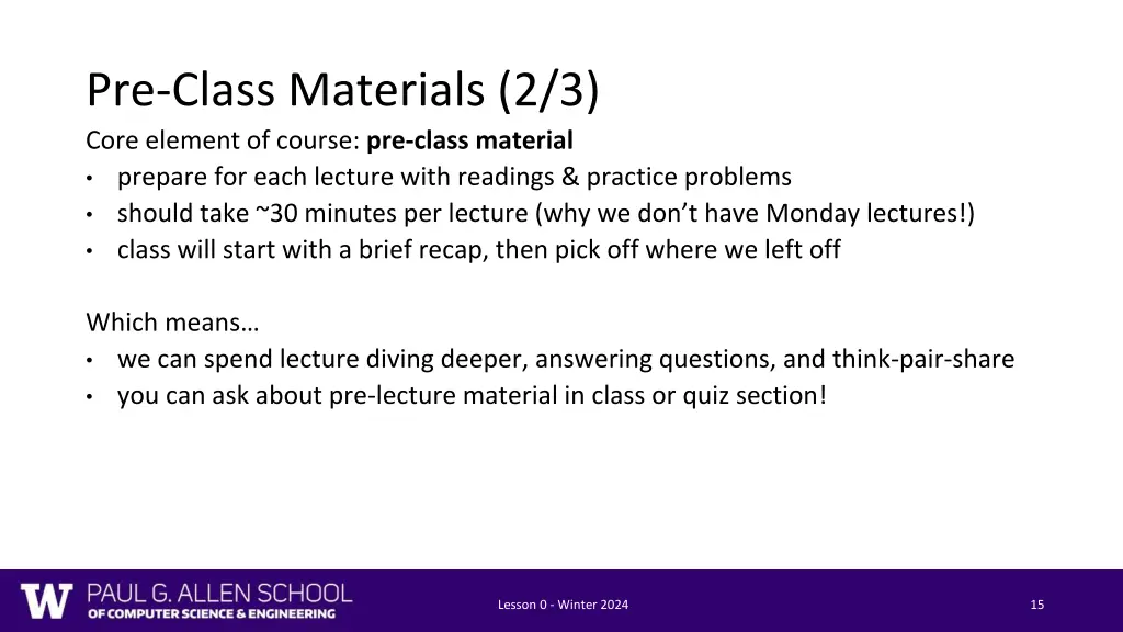 pre class materials 2 3 core element of course