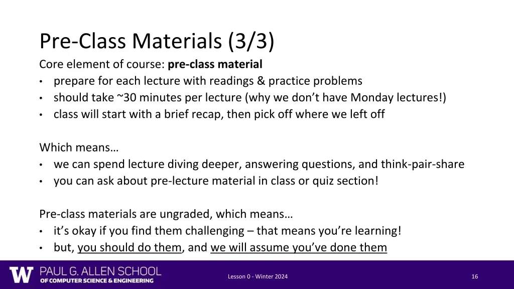 pre class materials 3 3 core element of course