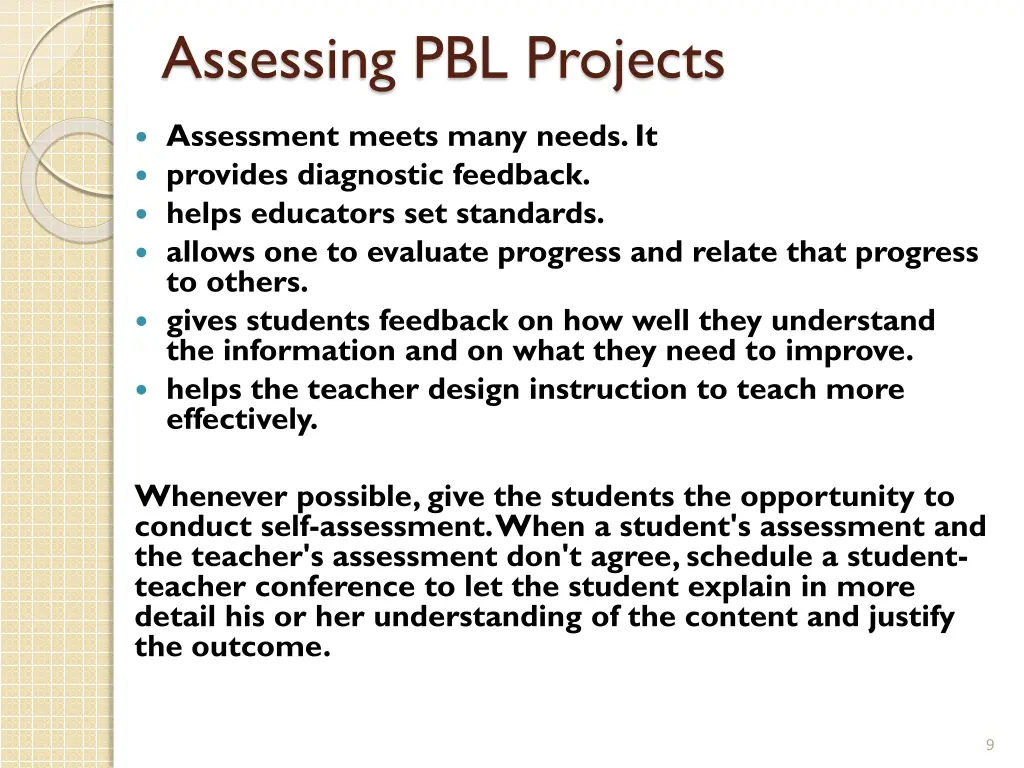 assessing pbl projects