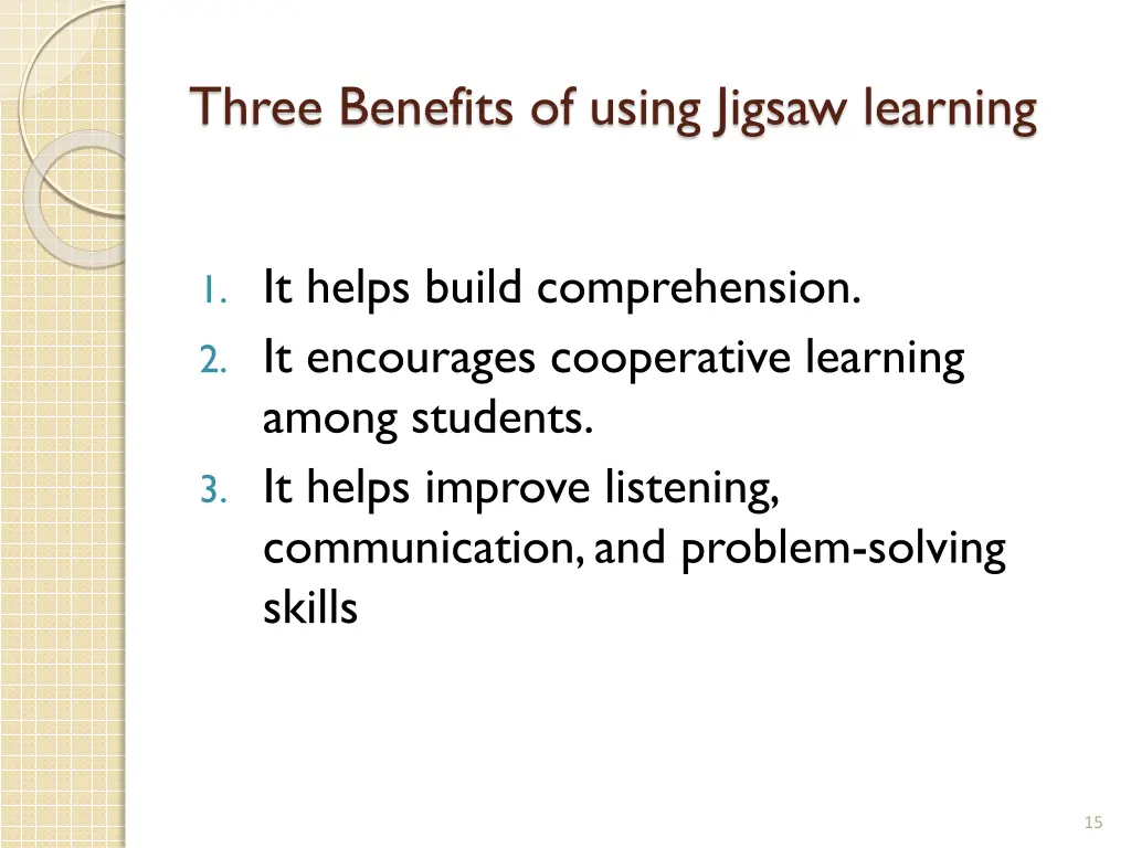 three benefits of using jigsaw learning