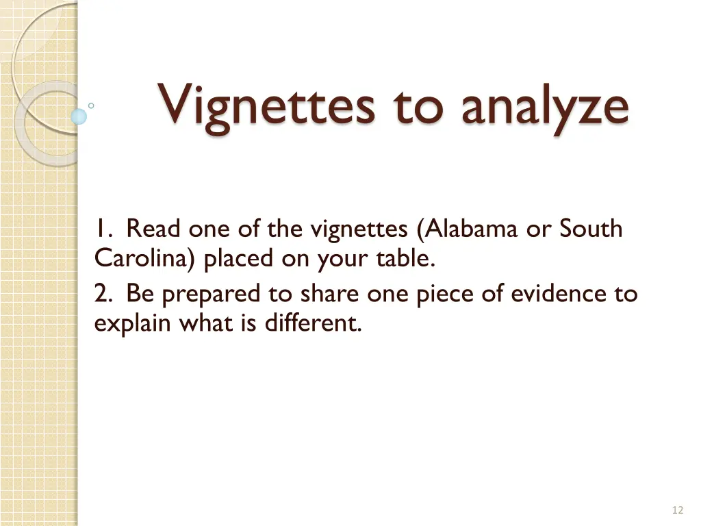 vignettes to analyze