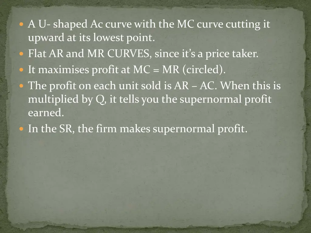 a u shaped ac curve with the mc curve cutting