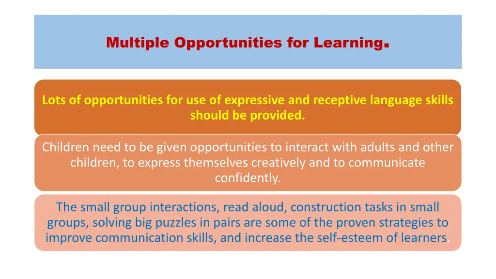 multiple opportunities for learning