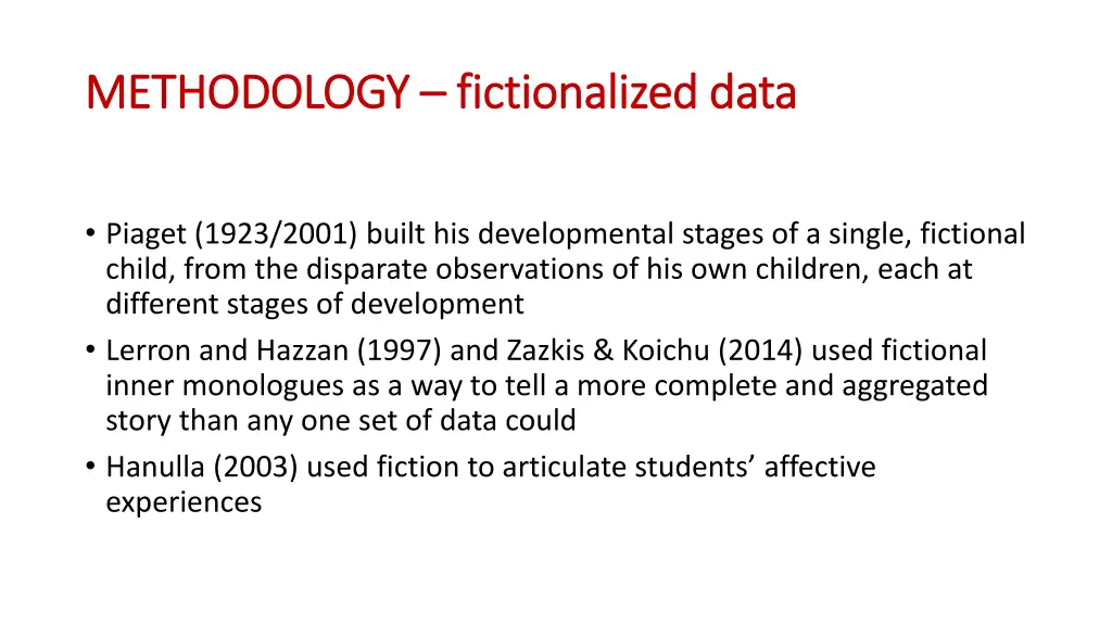 methodology methodology fictionalized data