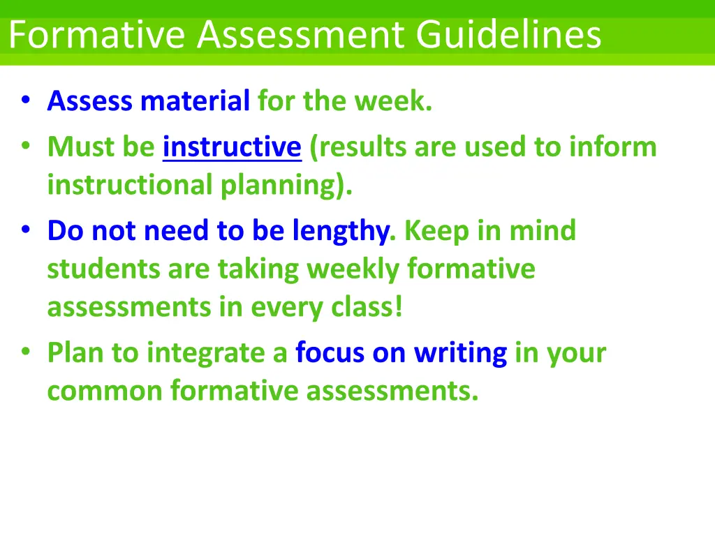 formative assessment guidelines