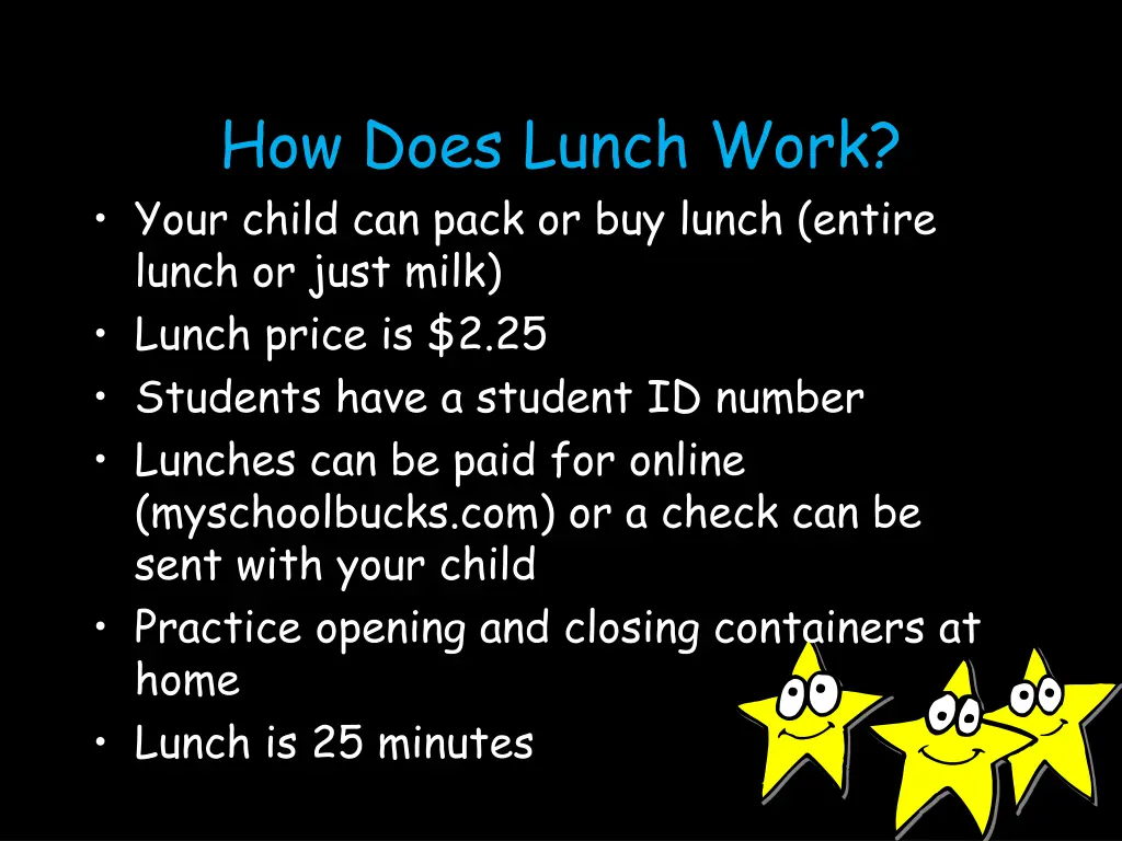 how does lunch work your child can pack