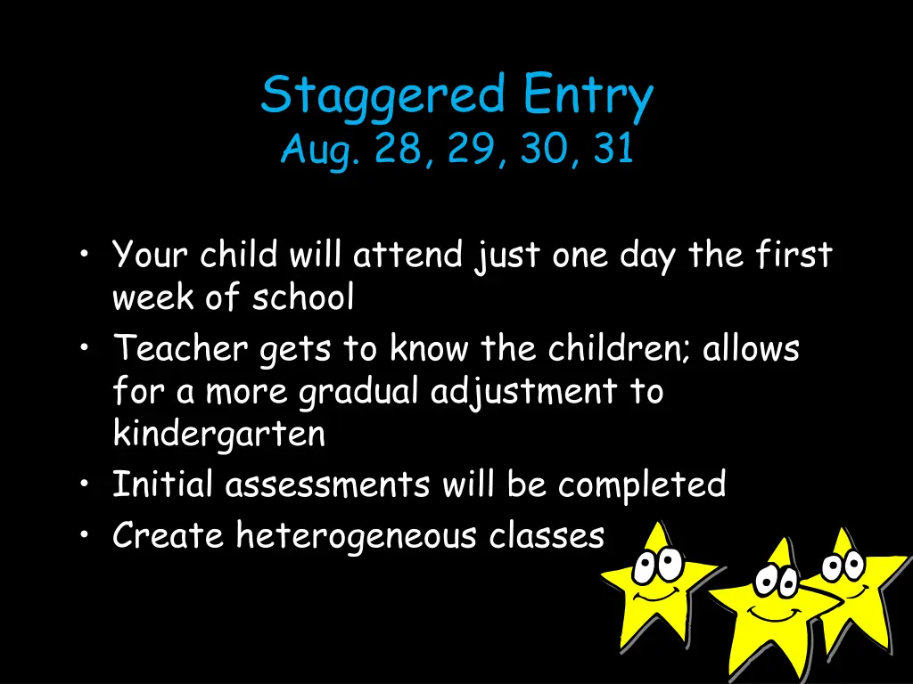 staggered entry aug 28 29 30 31