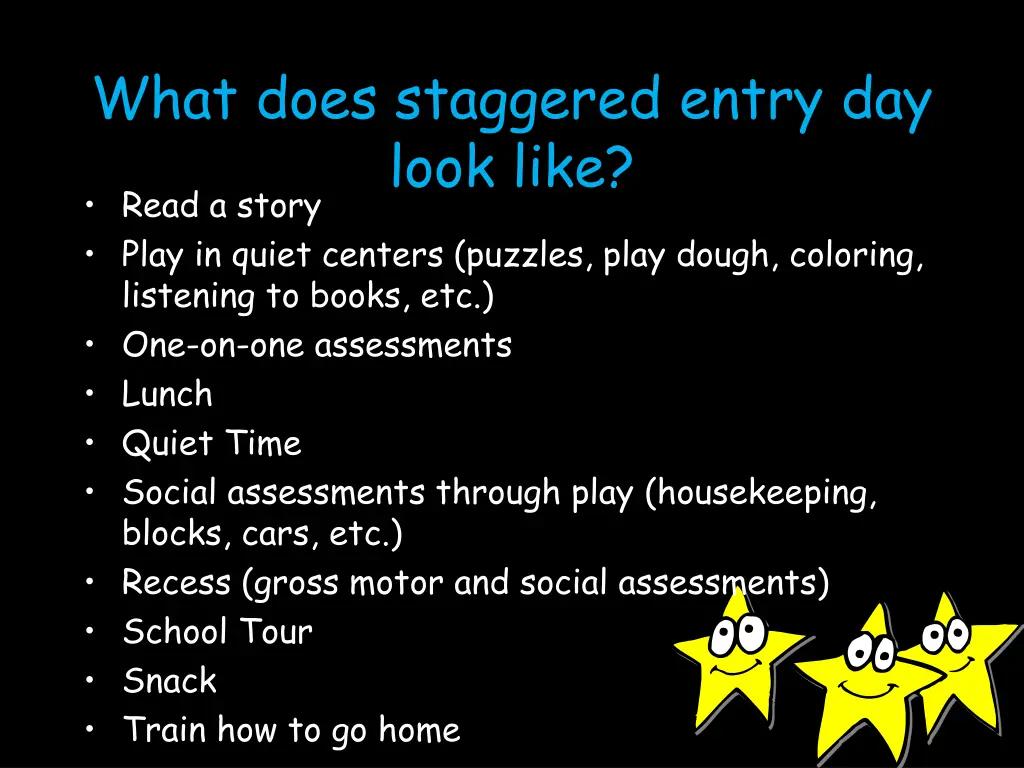 what does staggered entry day look like read