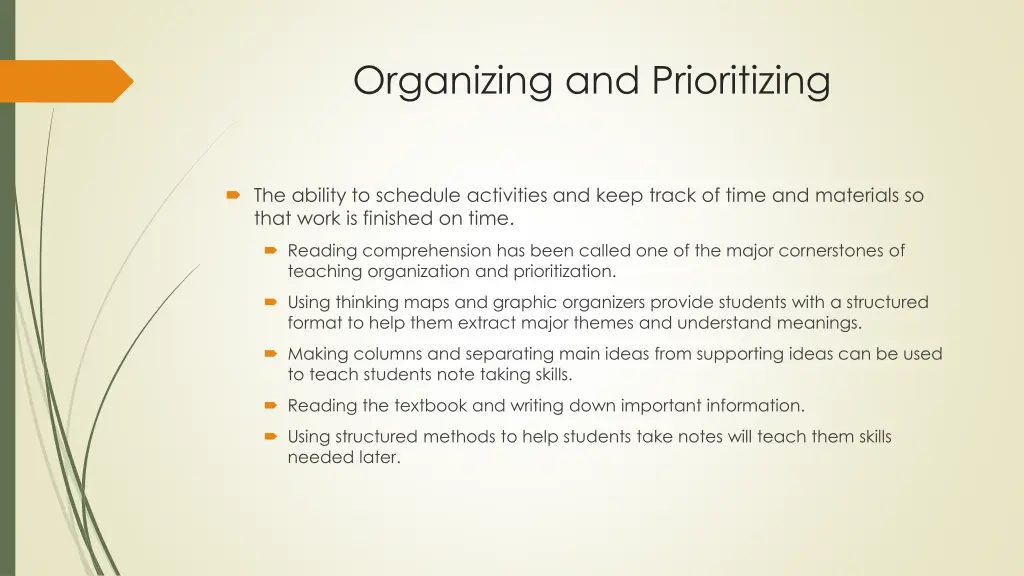 organizing and prioritizing