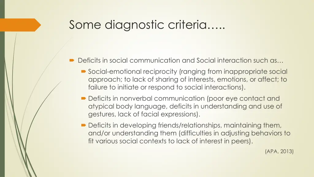 some diagnostic criteria