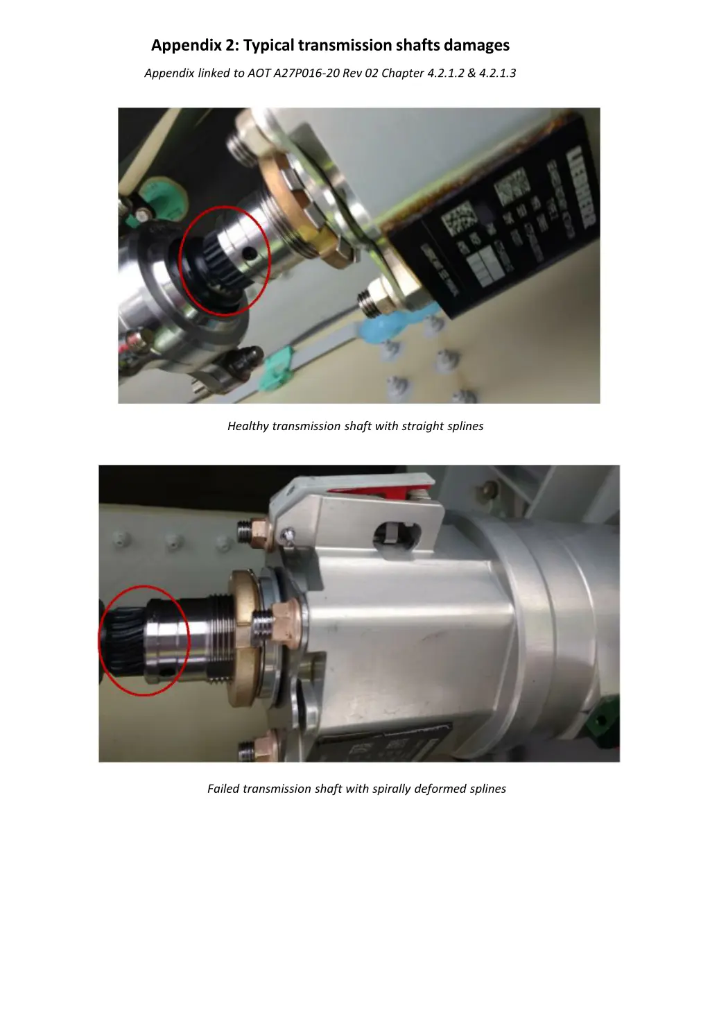 appendix 2 typical transmission shafts damages