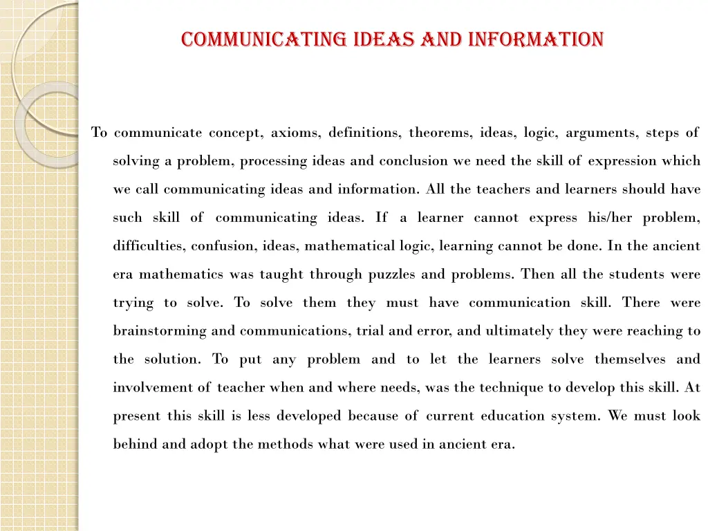 communicating ideas and information