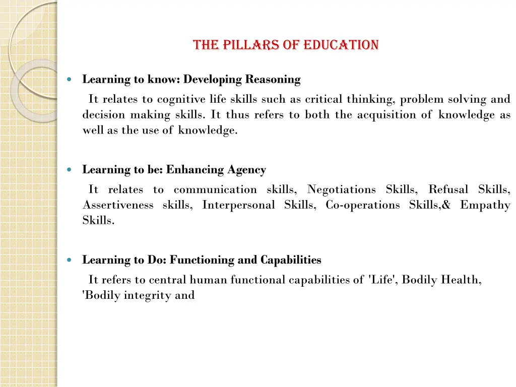 the pillars of education