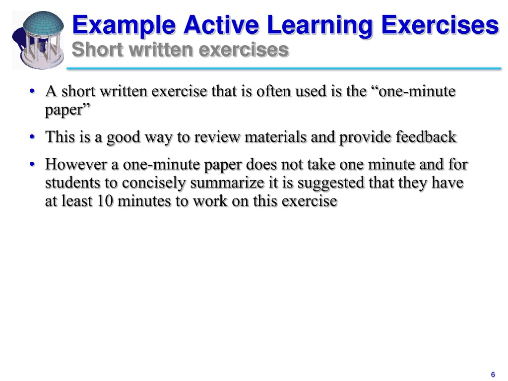 example active learning exercises short written