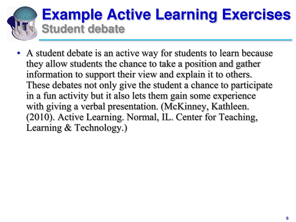 example active learning exercises student debate