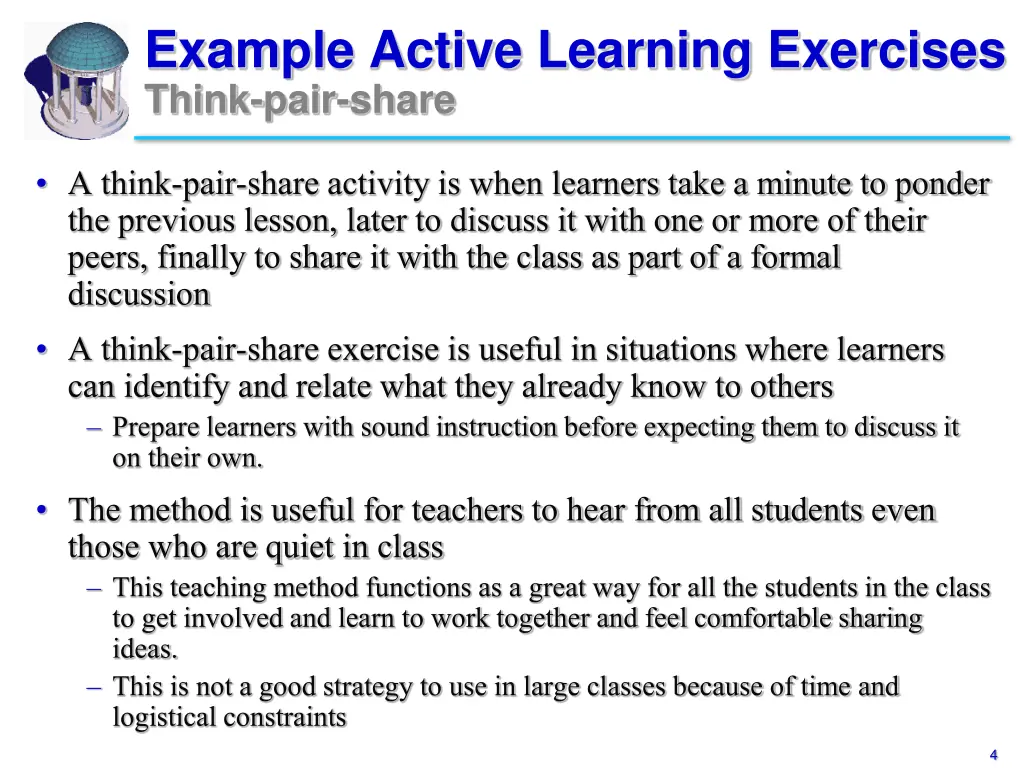 example active learning exercises think pair share