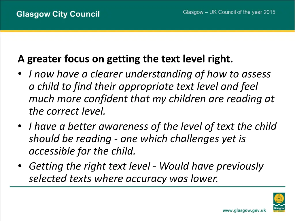 a greater focus on getting the text level right