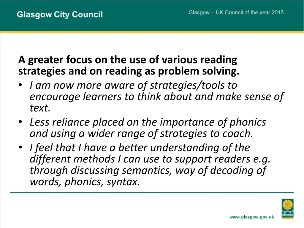 a greater focus on the use of various reading