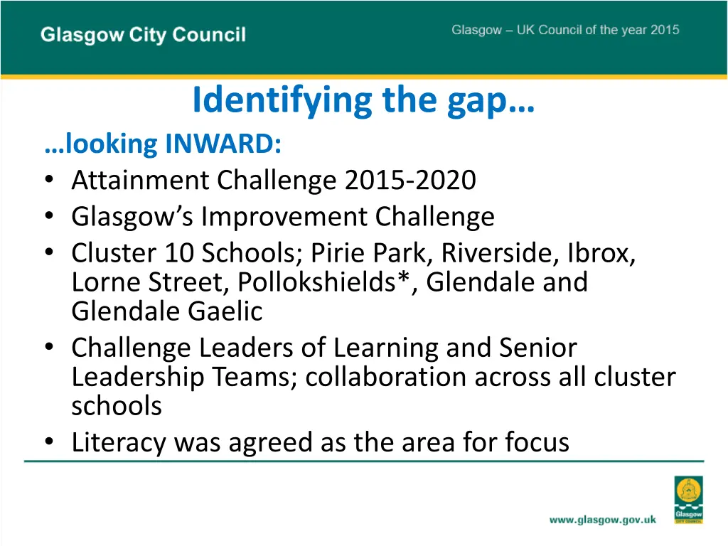 identifying the gap looking inward attainment