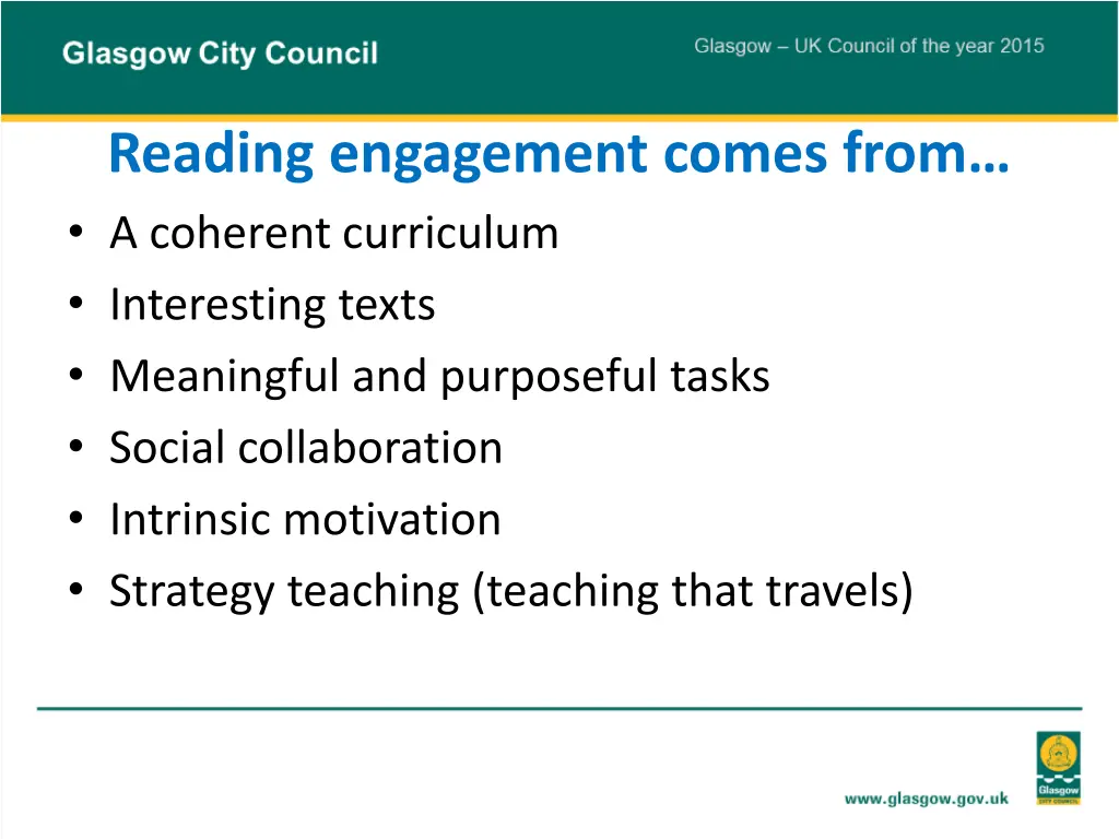 reading engagement comes from a coherent