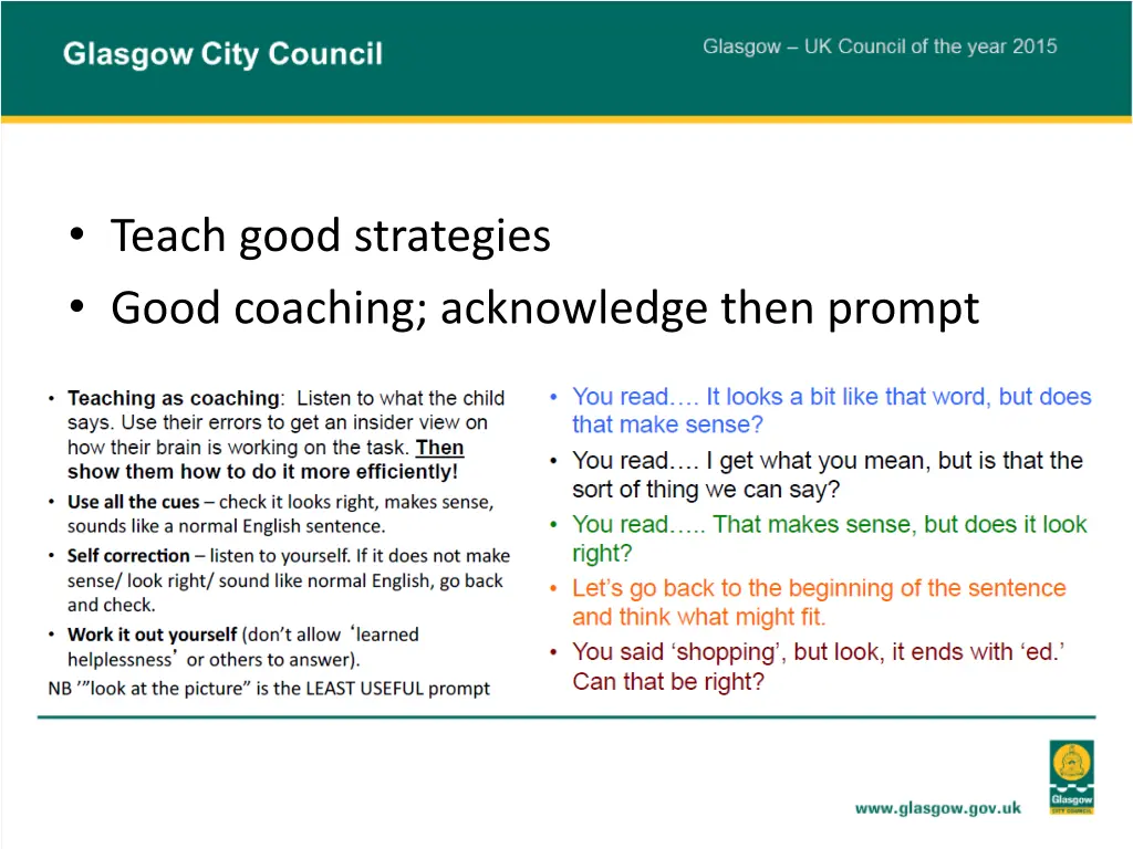 teach good strategies good coaching acknowledge