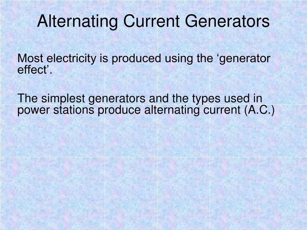 alternating current generators