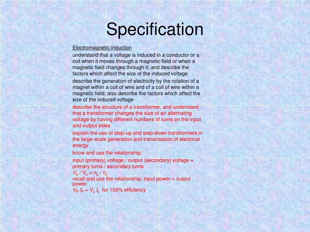 specification