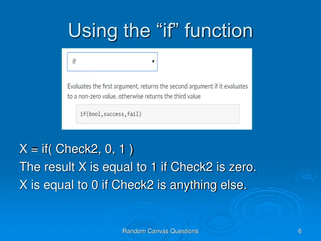 using the if function