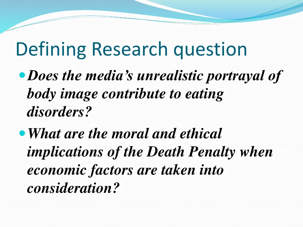 defining research question does the media