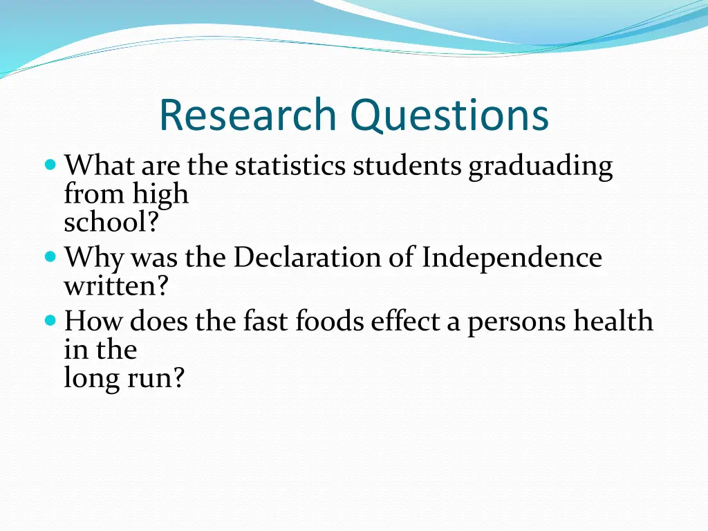 research questions what are the statistics