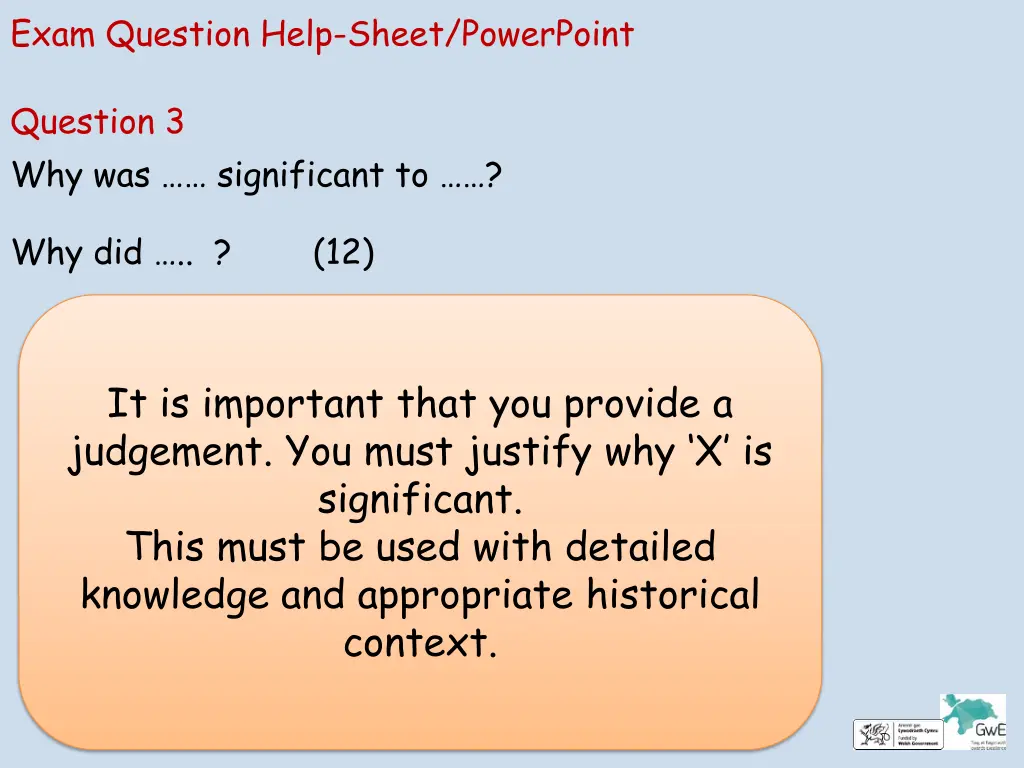 exam question help sheet powerpoint 4