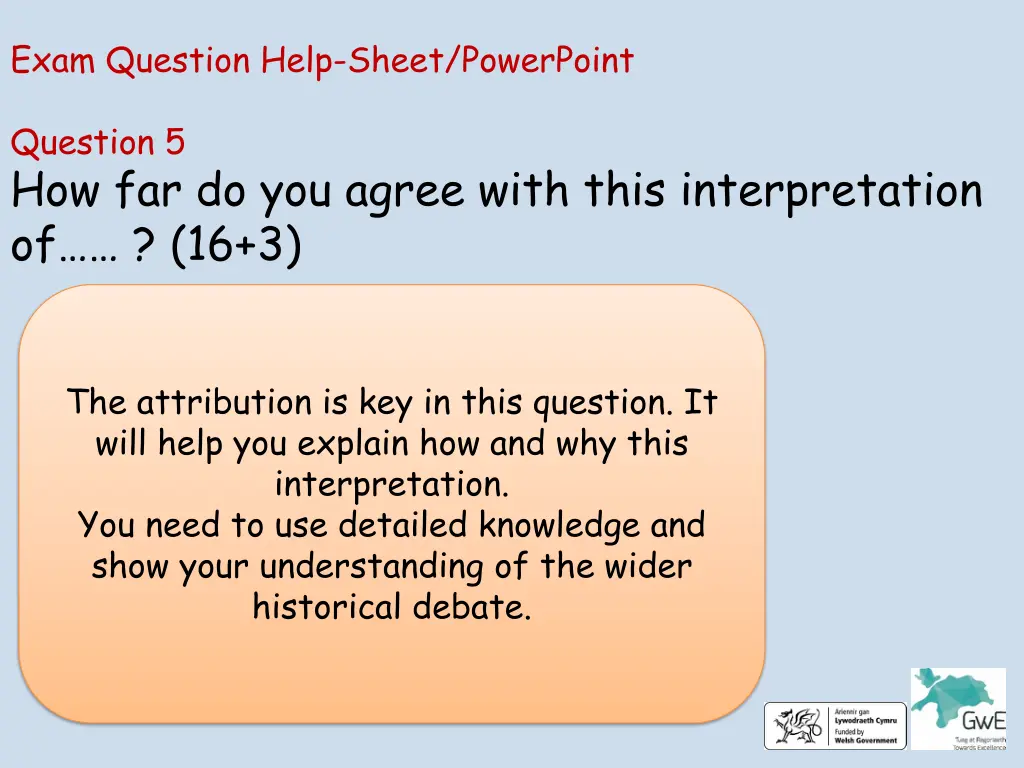 exam question help sheet powerpoint 8