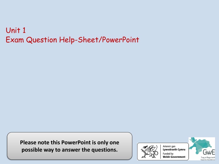 unit 1 exam question help sheet powerpoint