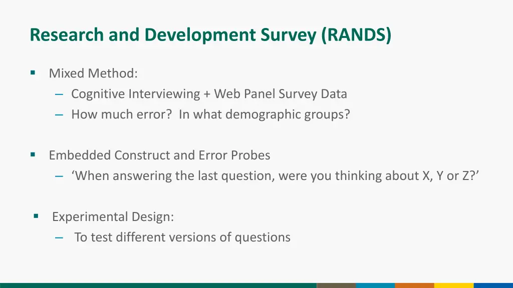 research and development survey rands