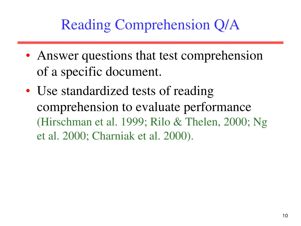 reading comprehension q a