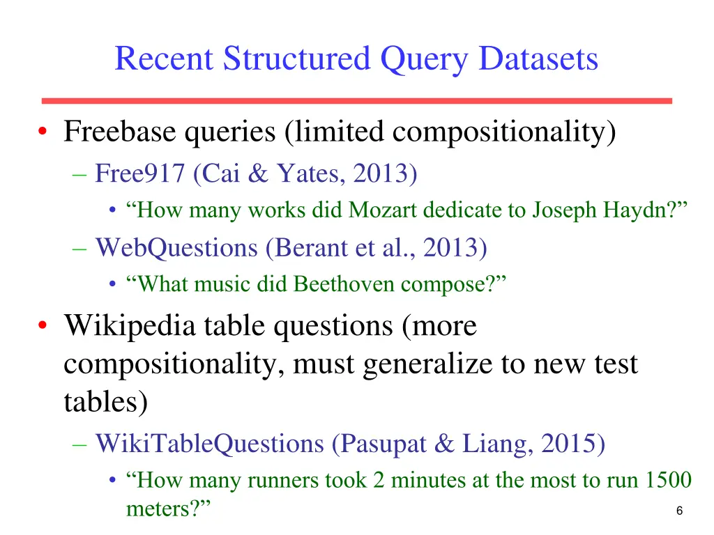 recent structured query datasets