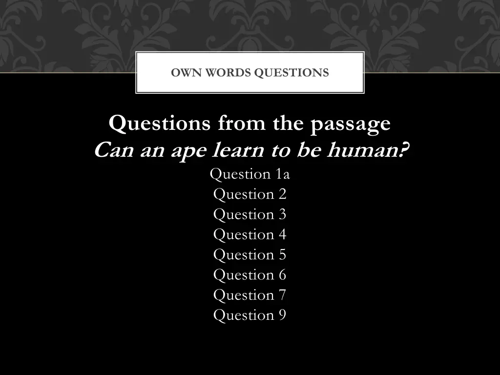 own words questions