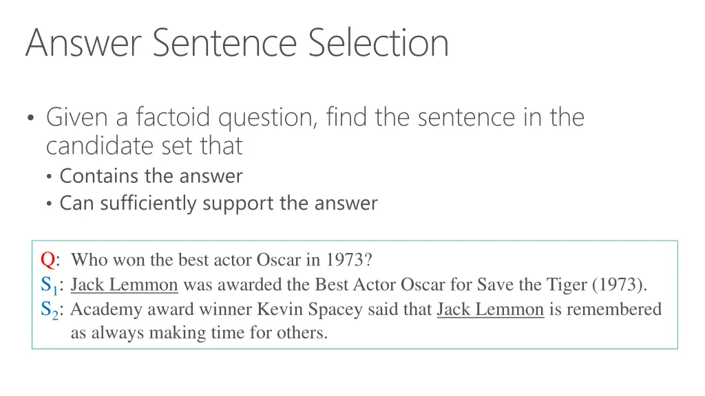 answer sentence selection