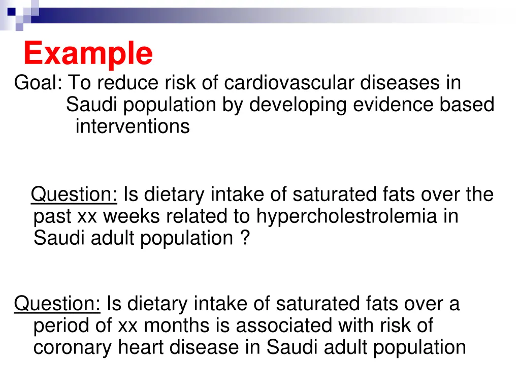 example goal to reduce risk of cardiovascular