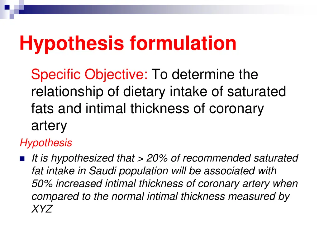 hypothesis formulation