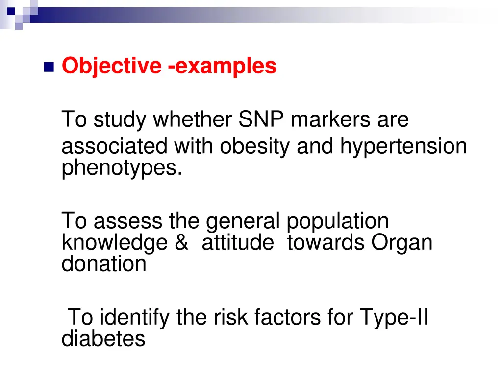 objective examples to study whether snp markers