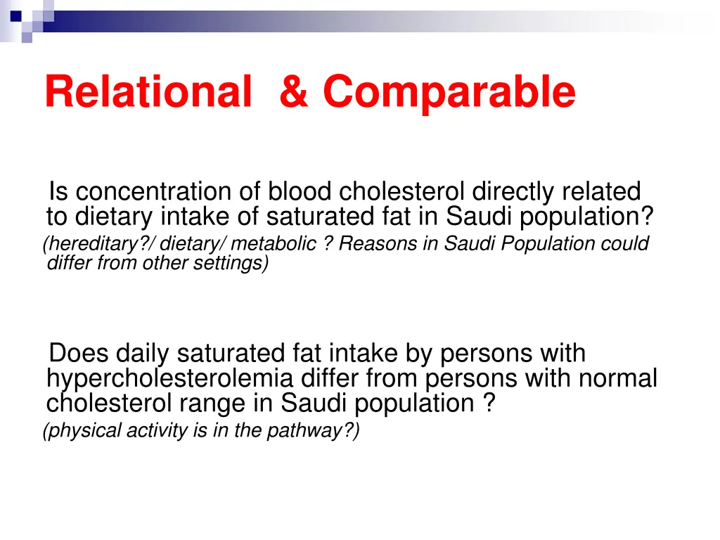 relational comparable