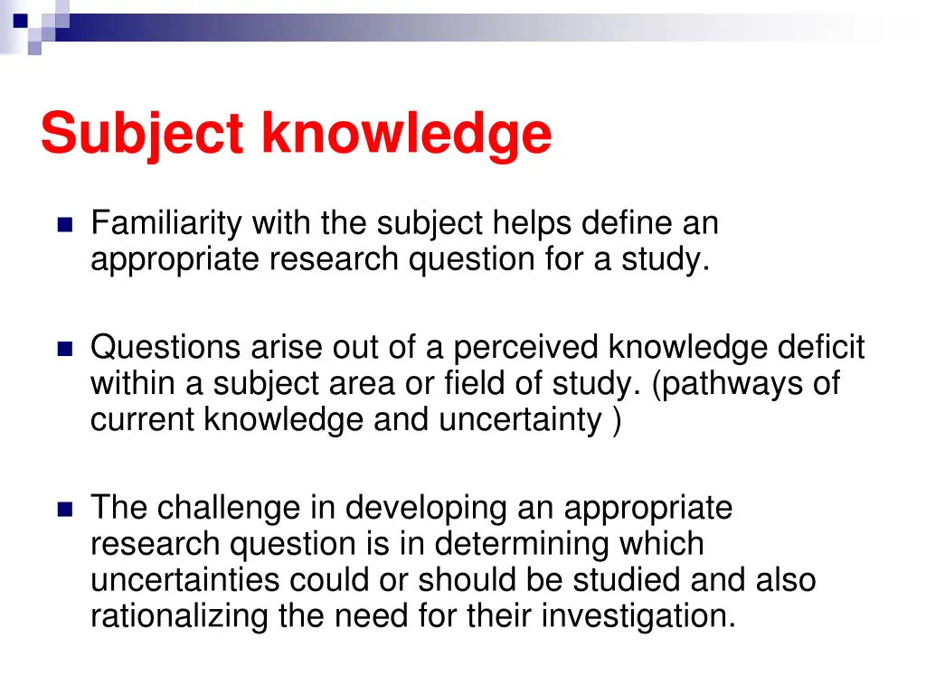 subject knowledge