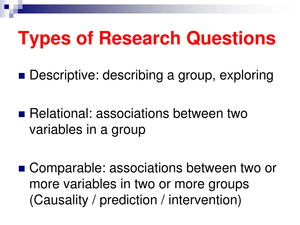 types of research questions