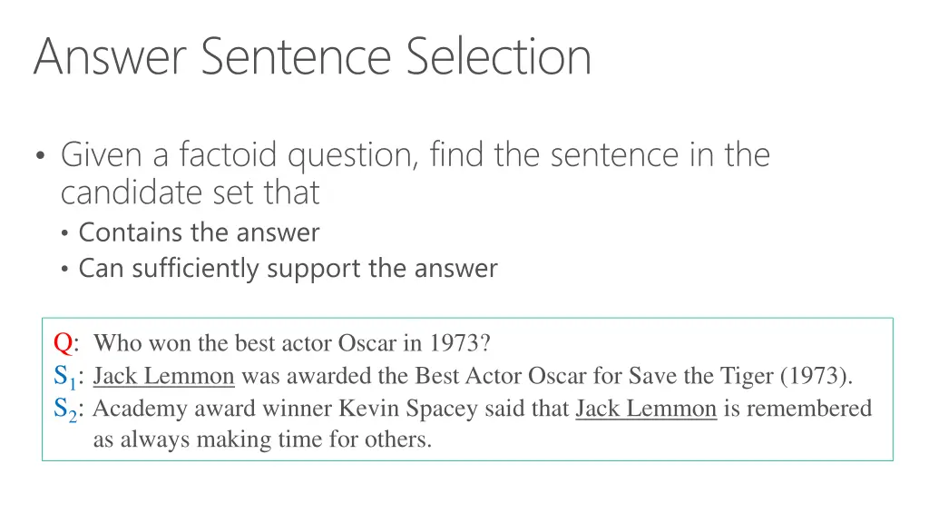 answer sentence selection