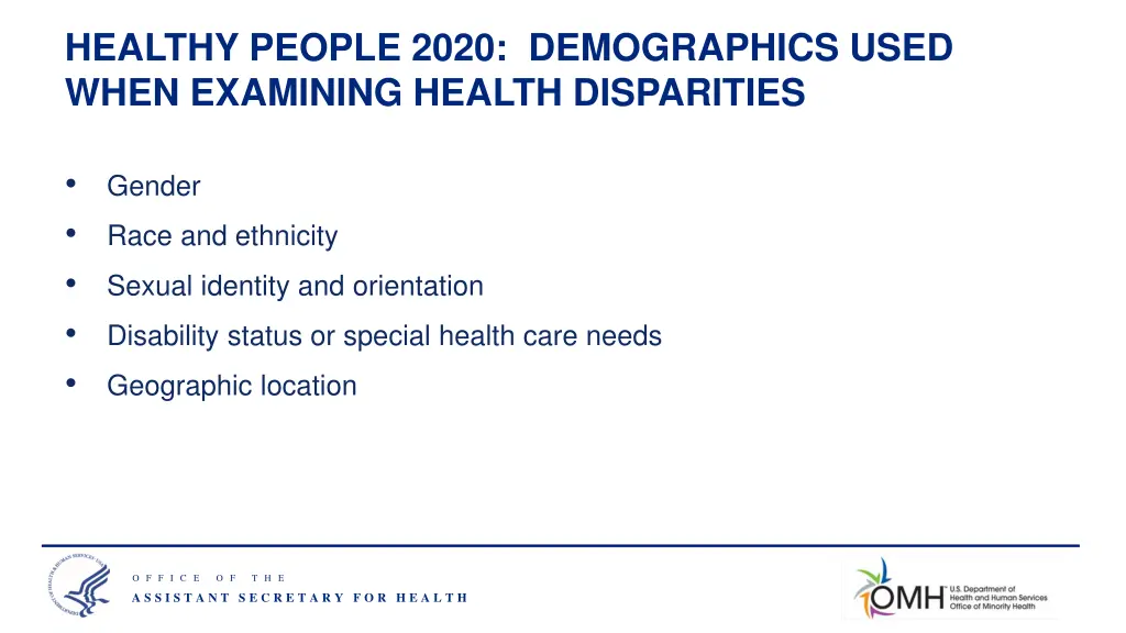 healthy people 2020 demographics used when